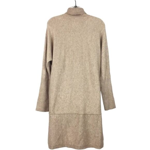 New Mud Pie Tan Sweater Dress Pullover Tunic Oversized Ribbed Turtle Neck Size L - Picture 5 of 8
